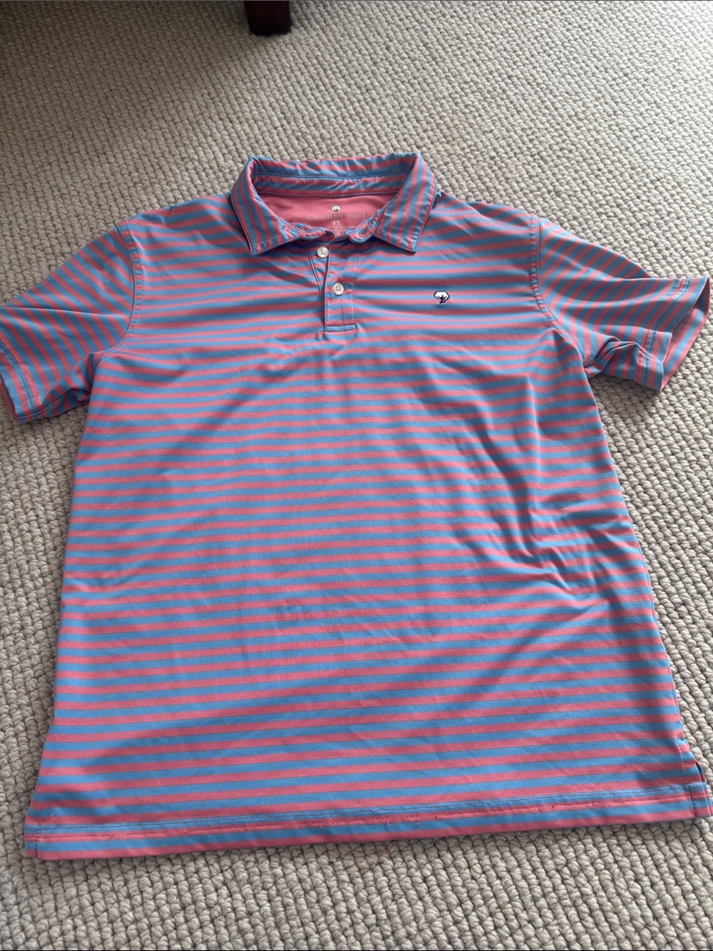 Boys Striped Polo Shirt - Blue & Pink